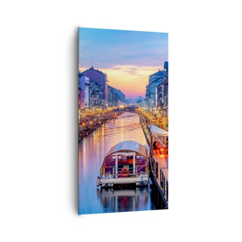Schilderen op canvas - Een avond vol licht en plezier - 65x120 cm