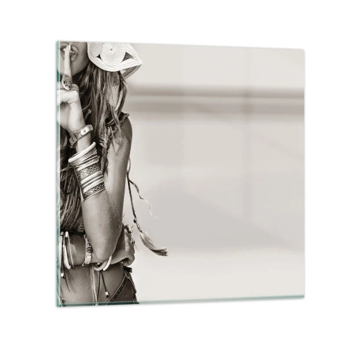 Schilderen op glas - Waarom een ​​meisje - 30x30 cm