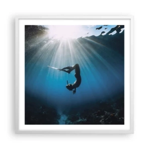 Poster in een witte lijst - onderwaterdans - 60x60 cm