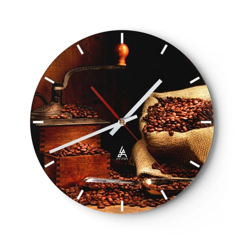 Wandklok - Klok - Stilleven met koffiebonen en een molen - 40x40 cm