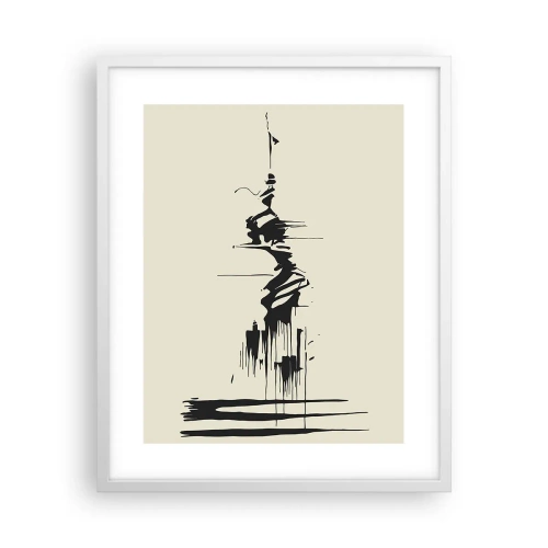 Poster in een witte lijst - Overhaaste abstractie - 40x50 cm