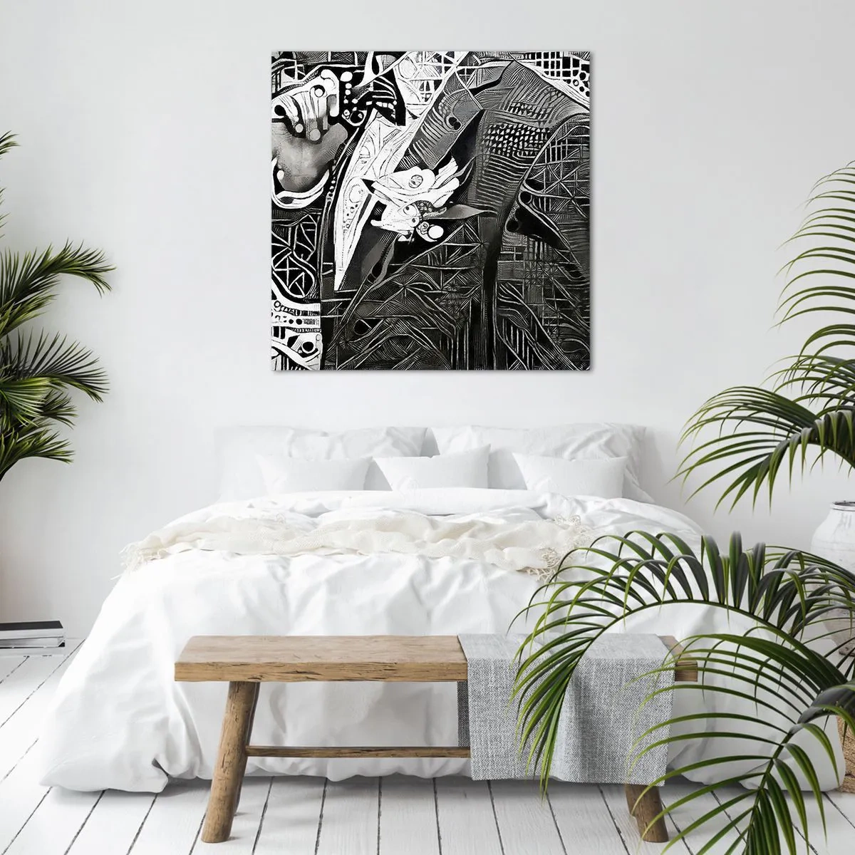 Schilderen op canvas - Alleen een ogenschijnlijk grijze man - 70x70 cm