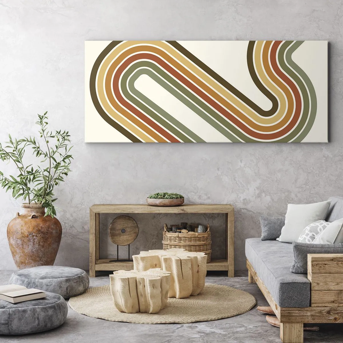 Schilderen op canvas - Zigzag naar het doel - 90x30 cm