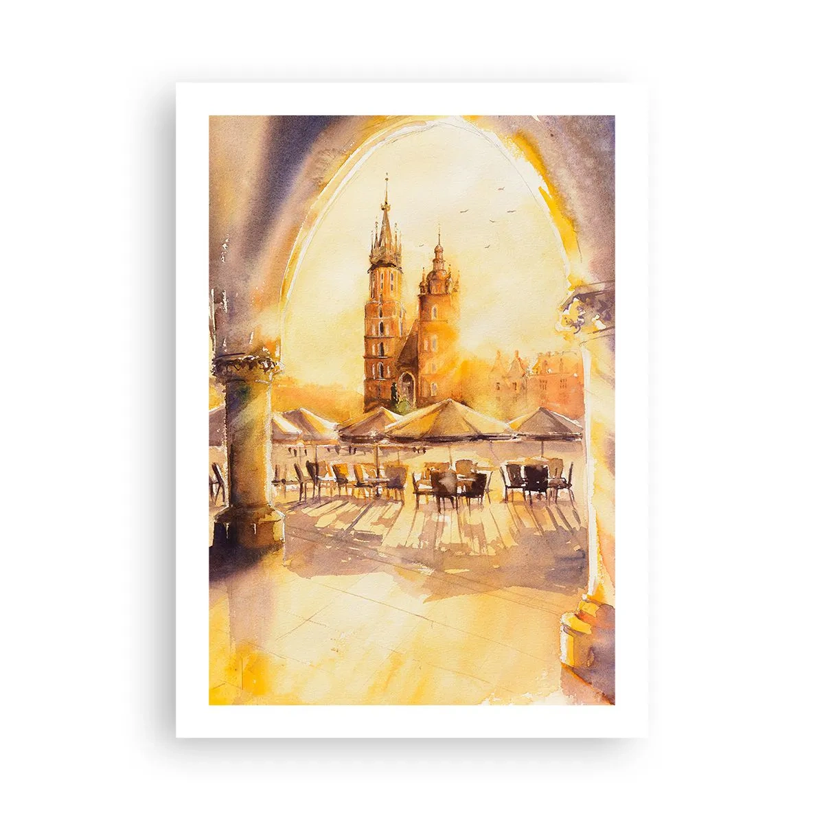 Poster - Zonsopgang boven het marktplein van Krakau - 50x70 cm