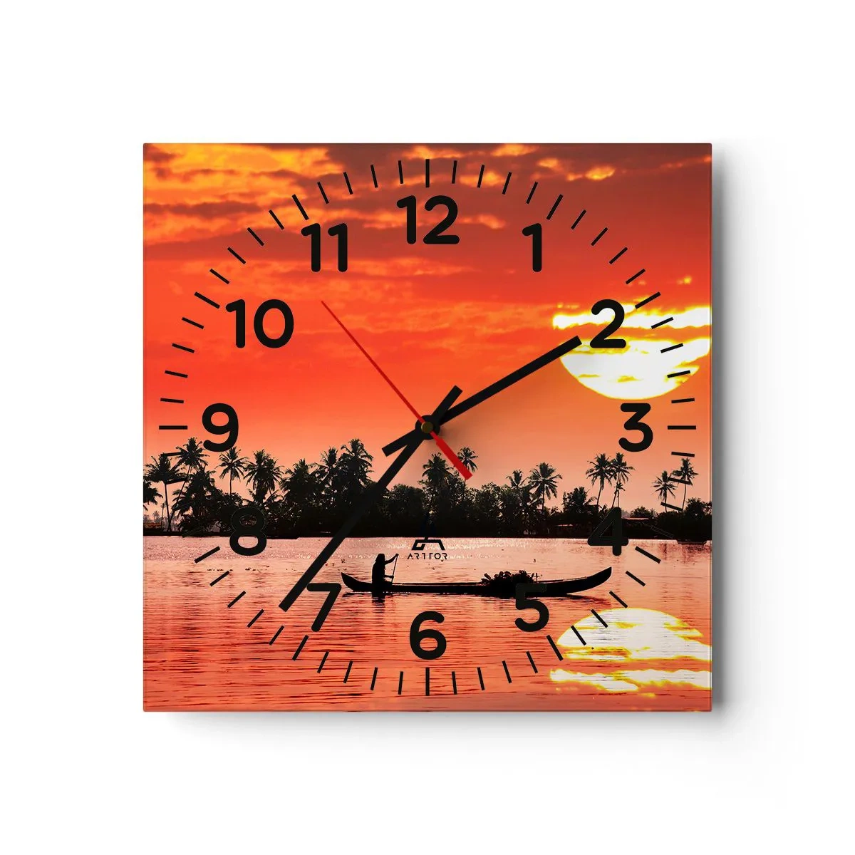Wandklok - Klok - De rust van de tropen bij zonsondergang - 40x40 cm