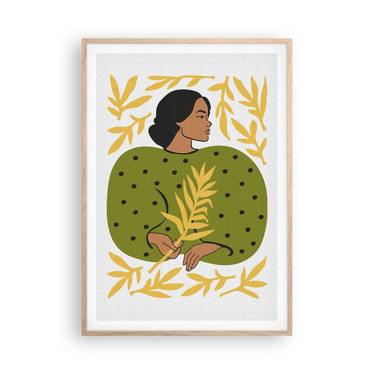 Een poster in een licht eiken lijst - Hawaiiaans meisje - 70x100 cm