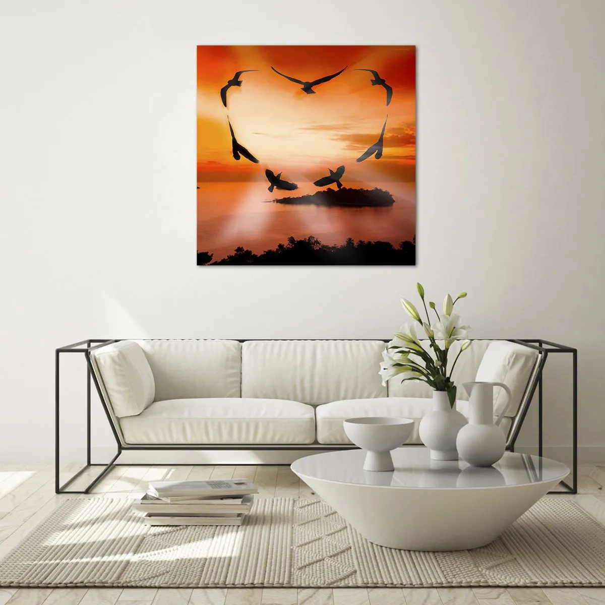 Schilderen op glas - Houd van de wereld als vogels - 30x30 cm