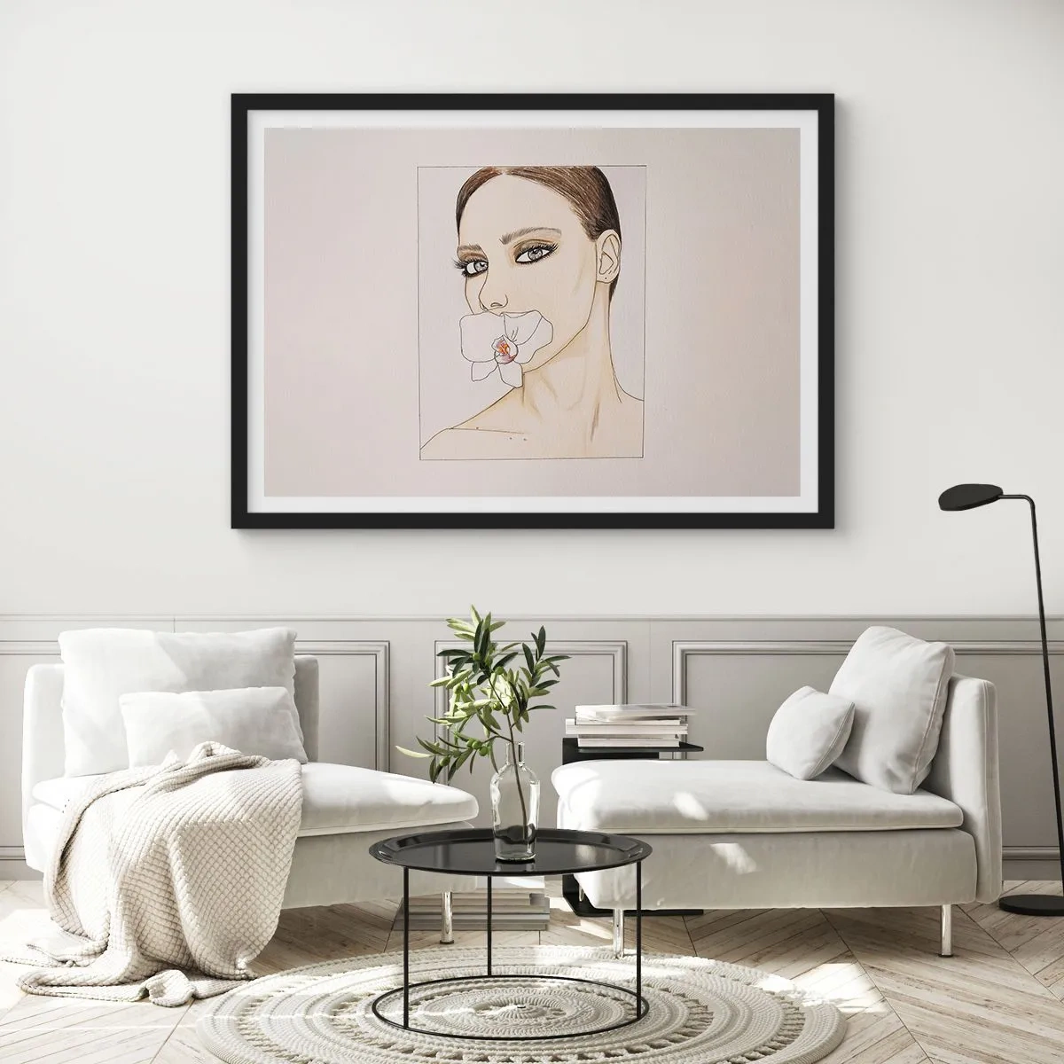 Poster in een zwarte lijst - Een symbool van elegantie en schoonheid - 91x61 cm