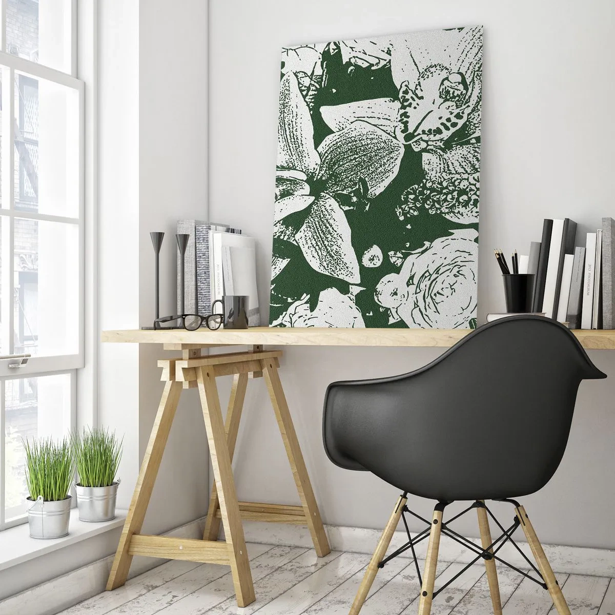Schilderen op glas - Boeket - de wereld van groen - 50x70 cm
