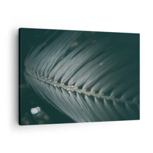 Schilderen op canvas - Close-up van een donker palmbladdetail - 70x50cm - De precisie van de natuur - Moderne wanddecoratie voor woonkamer en slaapkamer ARTTOR