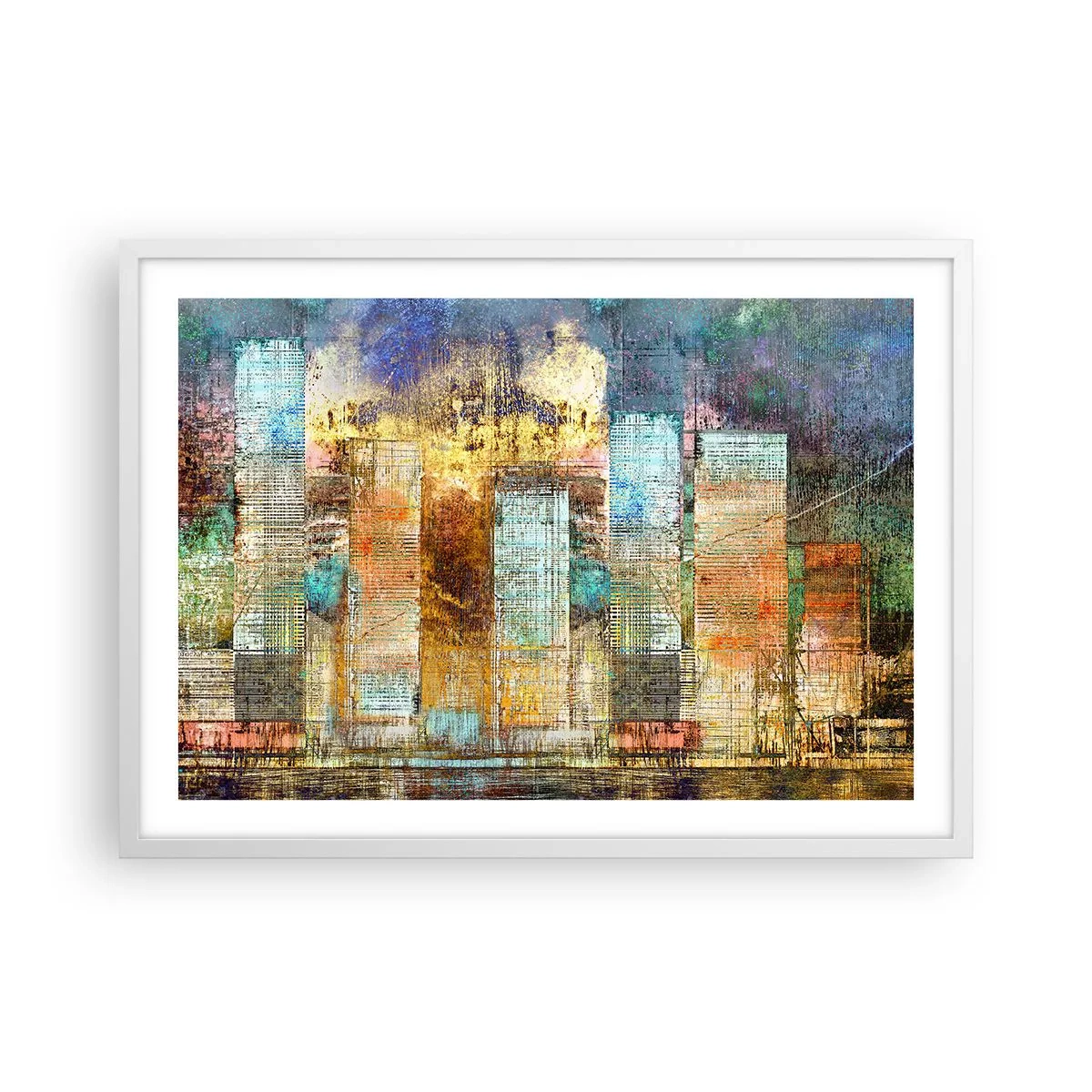 Poster in een witte lijst - Een zonnige metropool - 70x50 cm