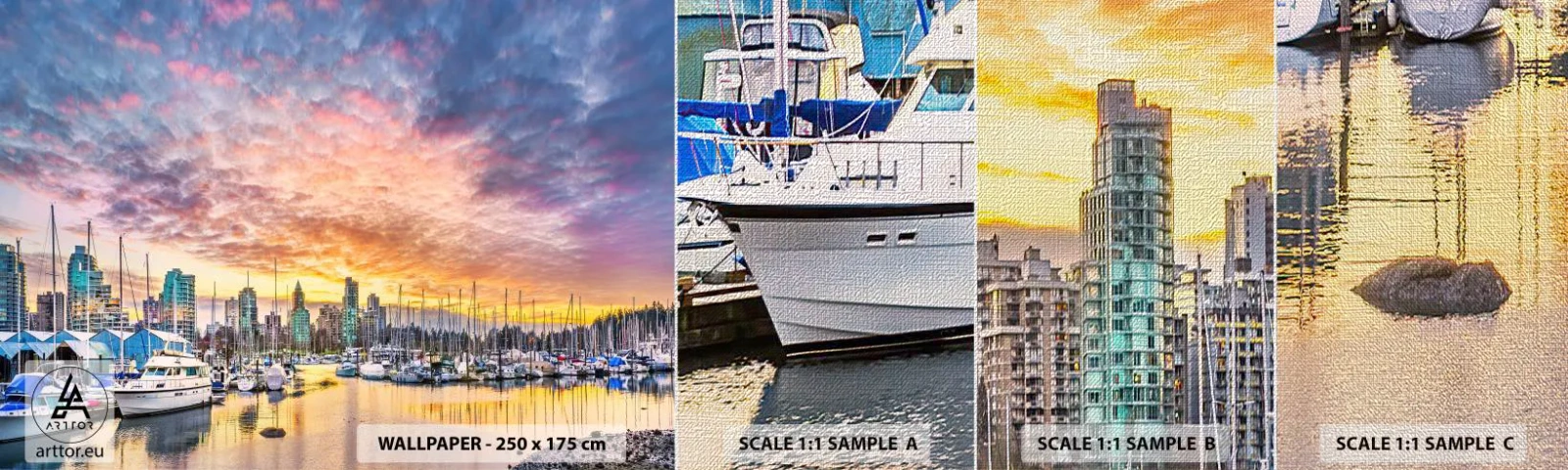 Fotobehang Monster Premium Canvas - De stad van duizend zeelieden - Landschap, Stad, Haven - 100x30 cm