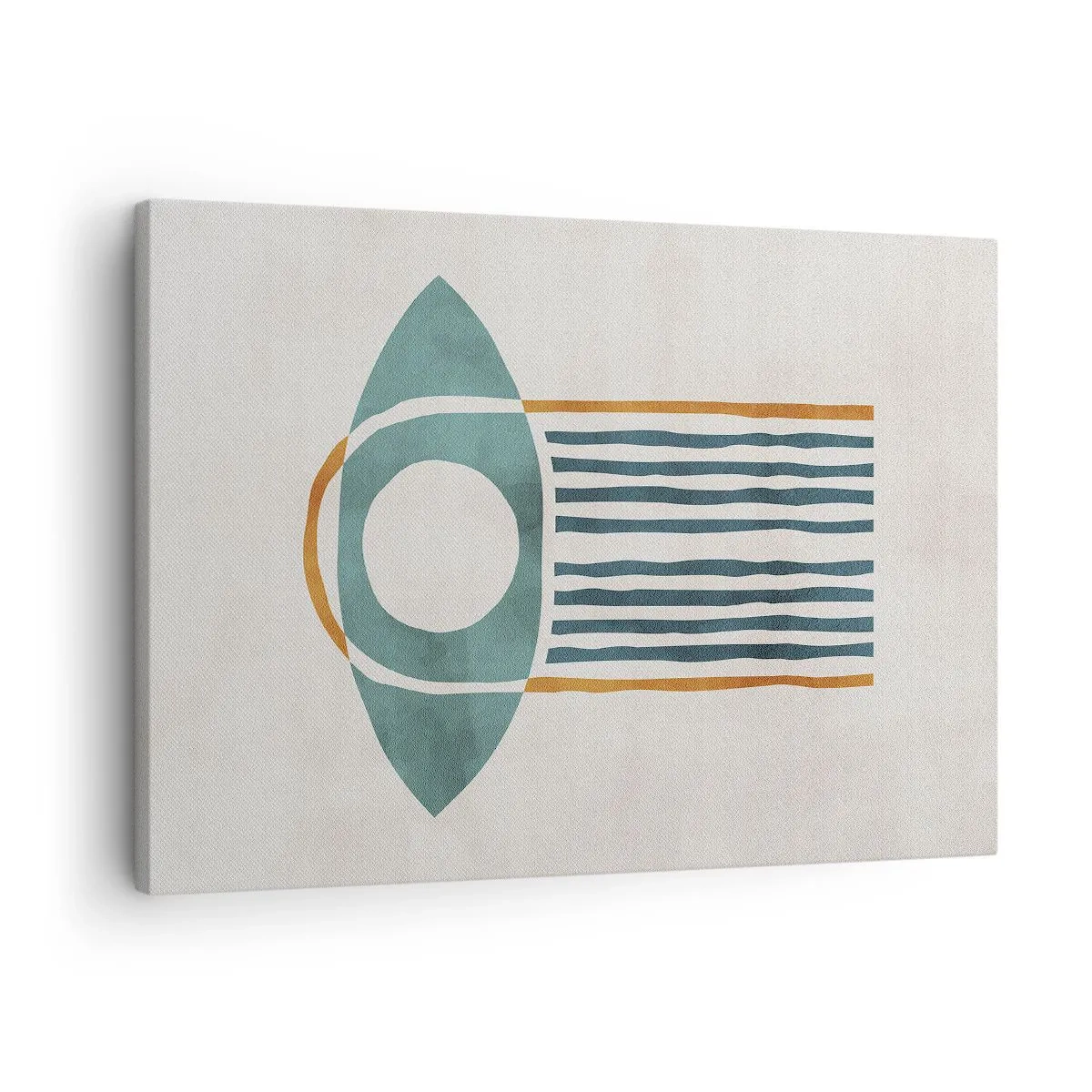 Schilderen op canvas - Geometrisch patroon in tinten groen en oranje - 70x50cm - Tekens en rituelen - Moderne wanddecoratie voor woonkamer en slaapkamer ARTTOR