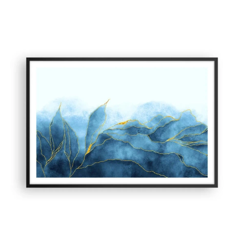 Poster in een zwarte lijst - Blauw in goud - 91x61 cm