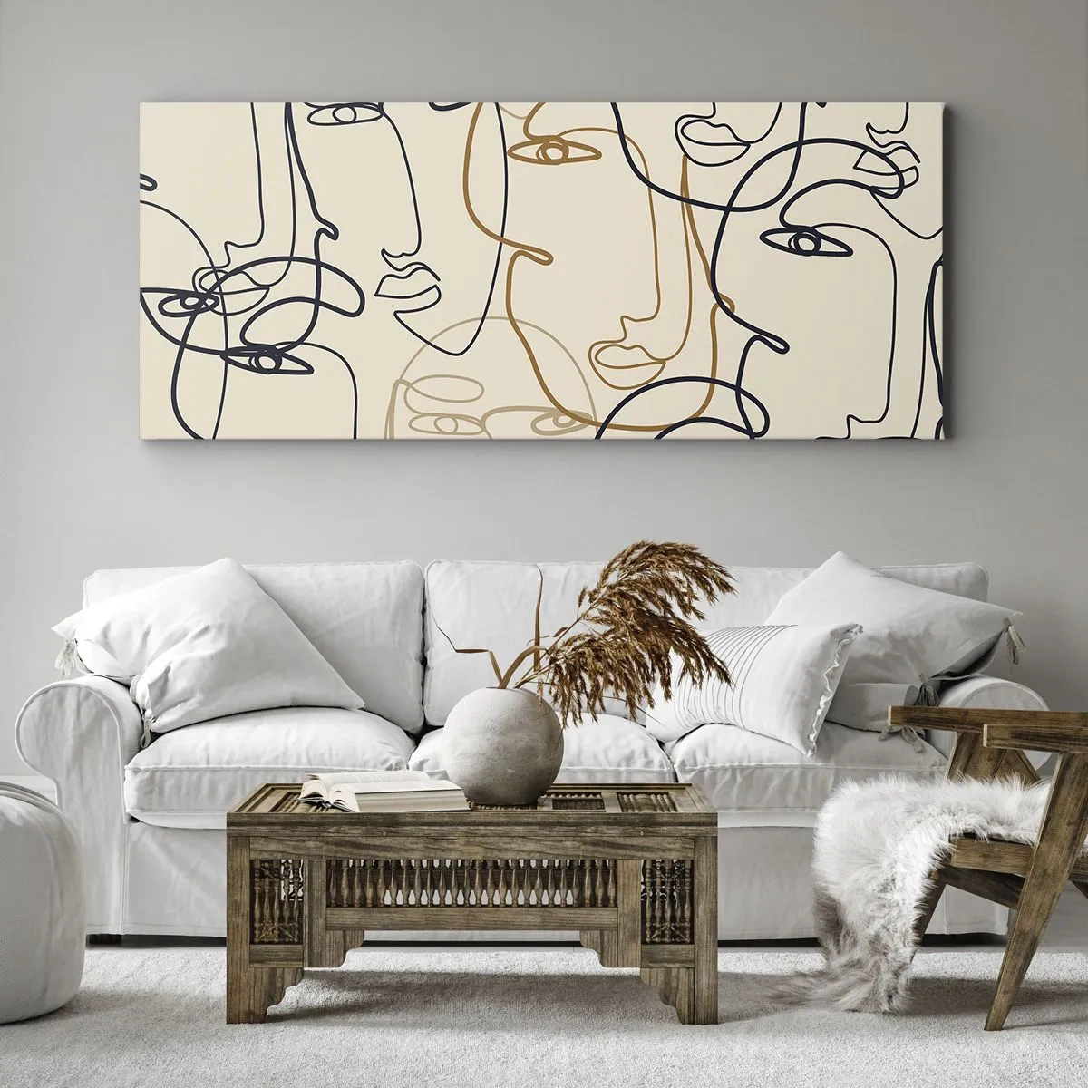 Schilderen op canvas - Het portret is vermenigvuldigd - 160x50 cm