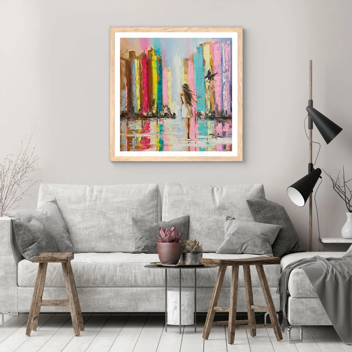 Een poster in een licht eiken lijst - Volg mij - 30x30 cm