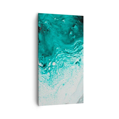 Schilderen op canvas - Versmelten in wit en turkoois - 55x100 cm