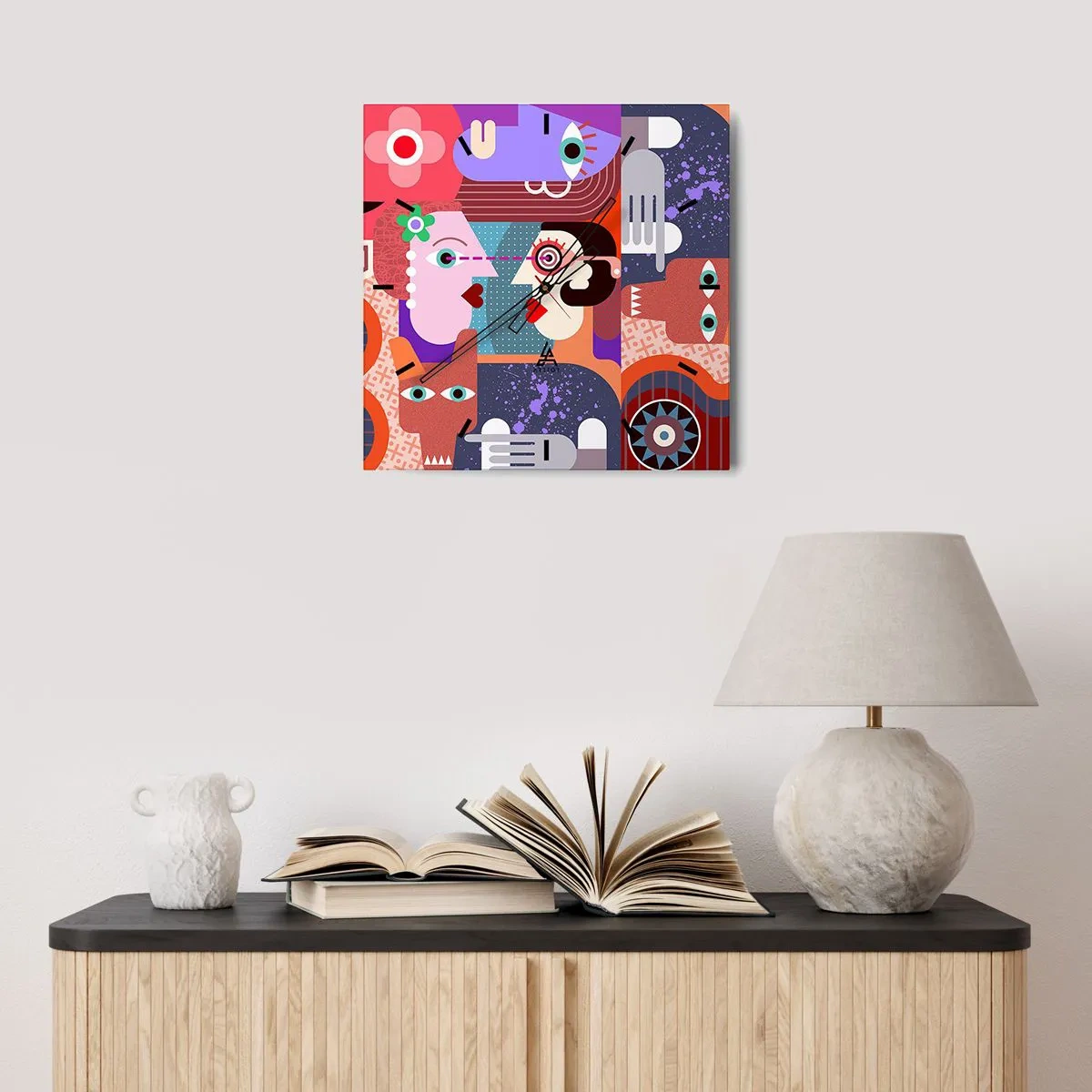 Wandklok - Klok - Oog in oog - 30x30 cm