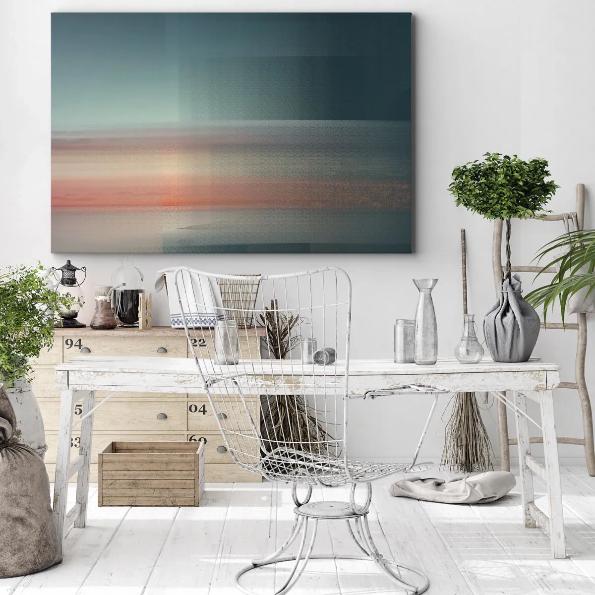 Schilderen op canvas - Abstractie: golven van licht - 100x70 cm