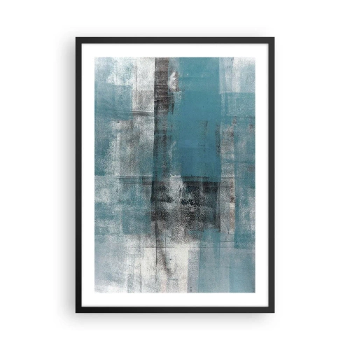 Poster in een zwarte lijst - Abstracte compositie in tinten blauw en grijs - 50x70cm - Water en lucht - Moderne wanddecoratie voor woonkamer en slaapkamer ARTTOR
