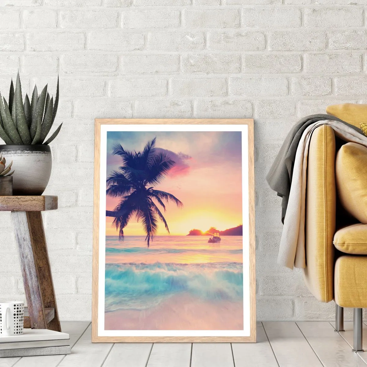 Een poster in een licht eiken lijst - Een avond aan de baai - 30x40 cm