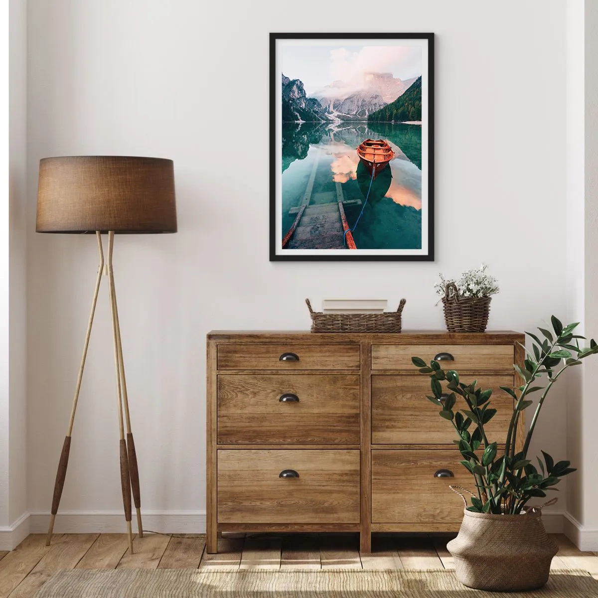 Poster in een zwarte lijst - Vreedzame slaap van de bergen - 30x40 cm