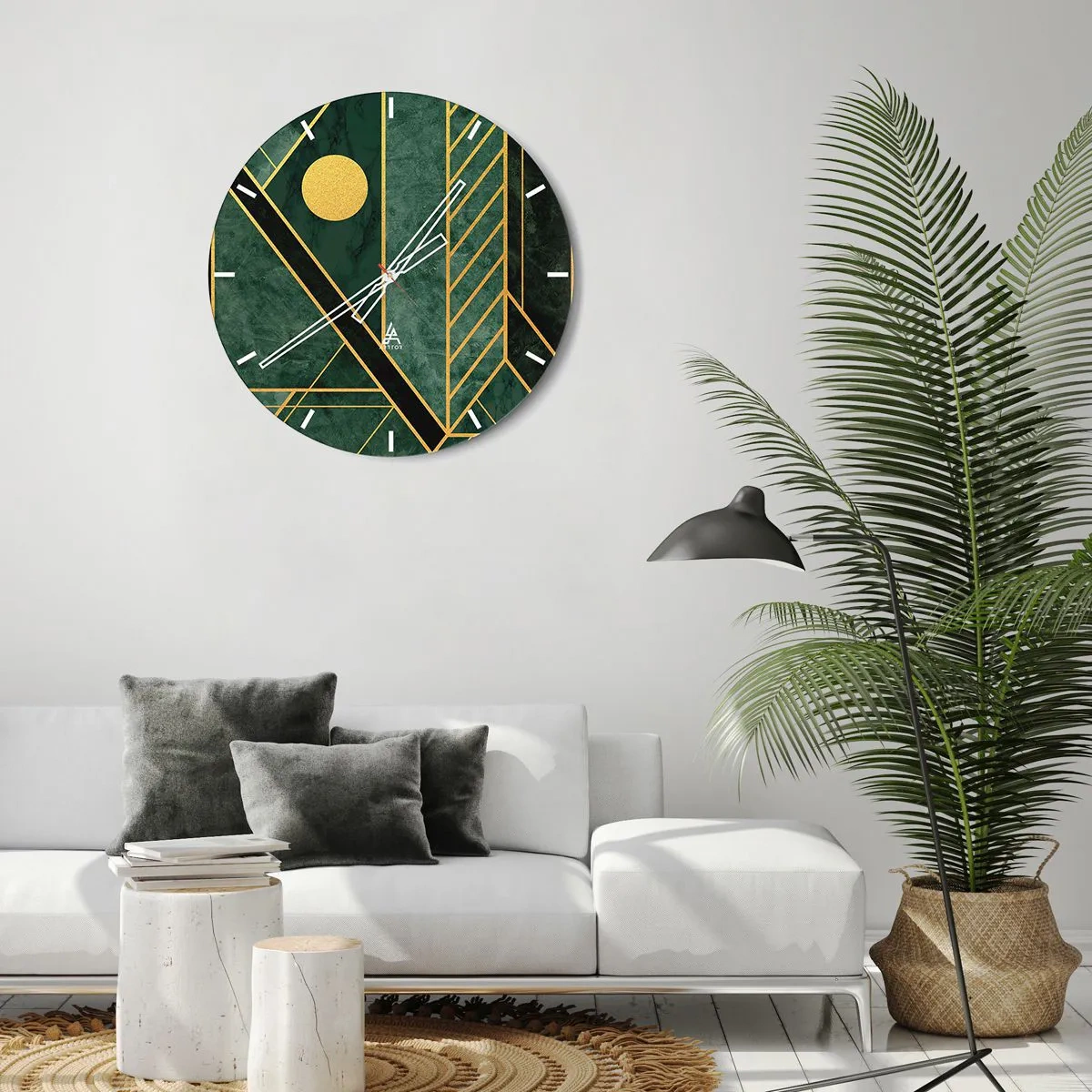 Wandklok - Klok - Dynamiek van goud en azuur - 40x40 cm