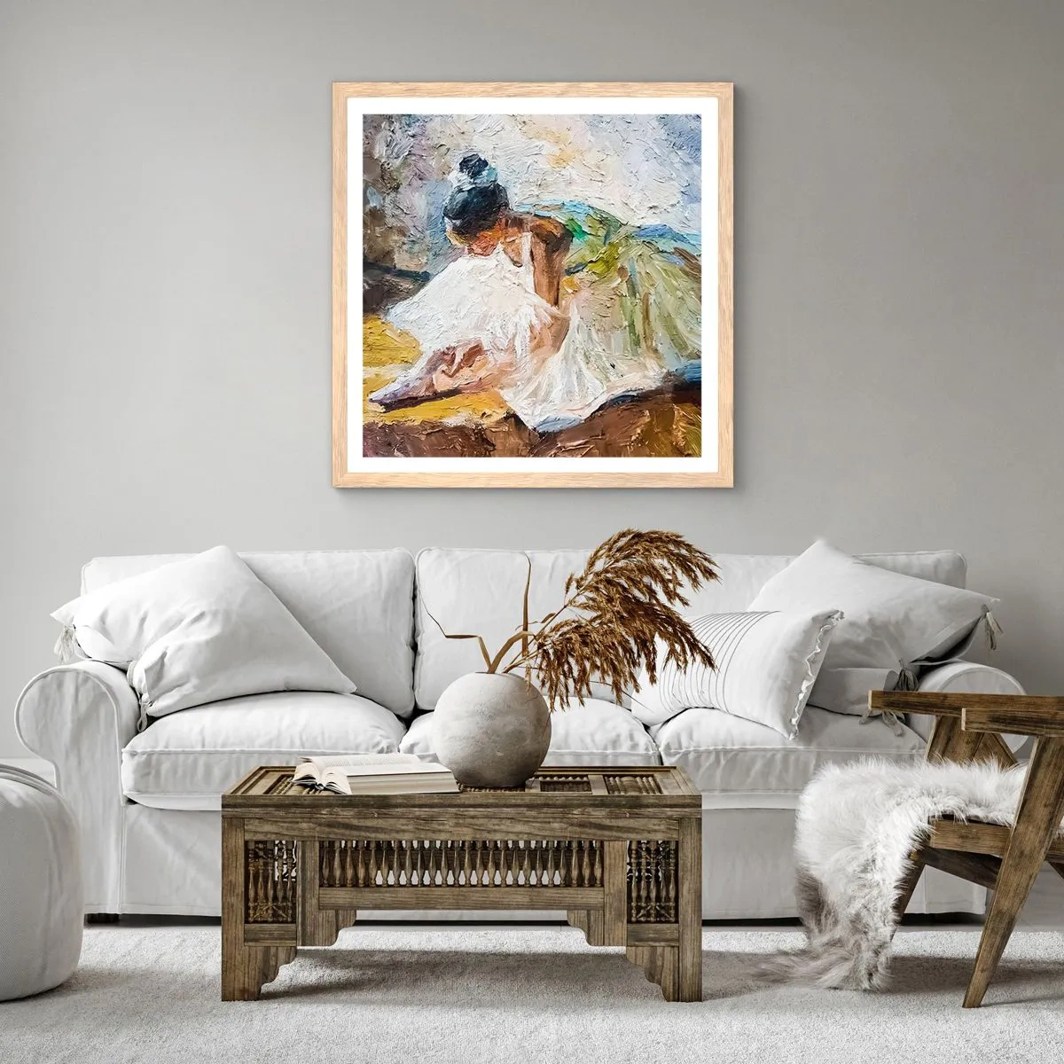Een poster in een licht eiken lijst - Naar een schilderij van Degas - 40x40 cm