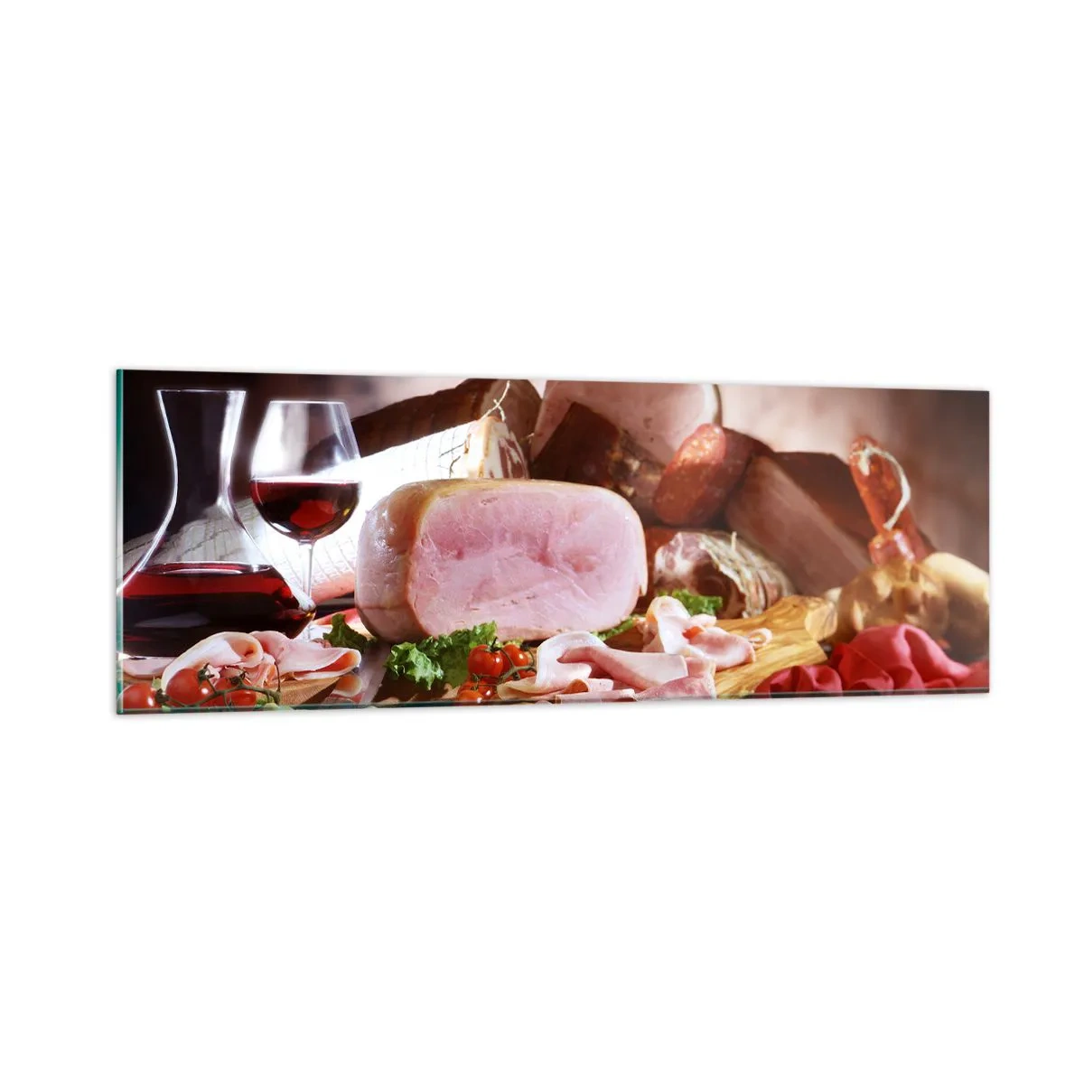Schilderen op glas - Een culinaire droom met een karaf - 90x30 cm