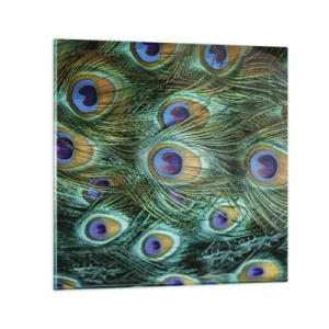 Schilderen op glas - Een pauwenooglook - 30x30 cm