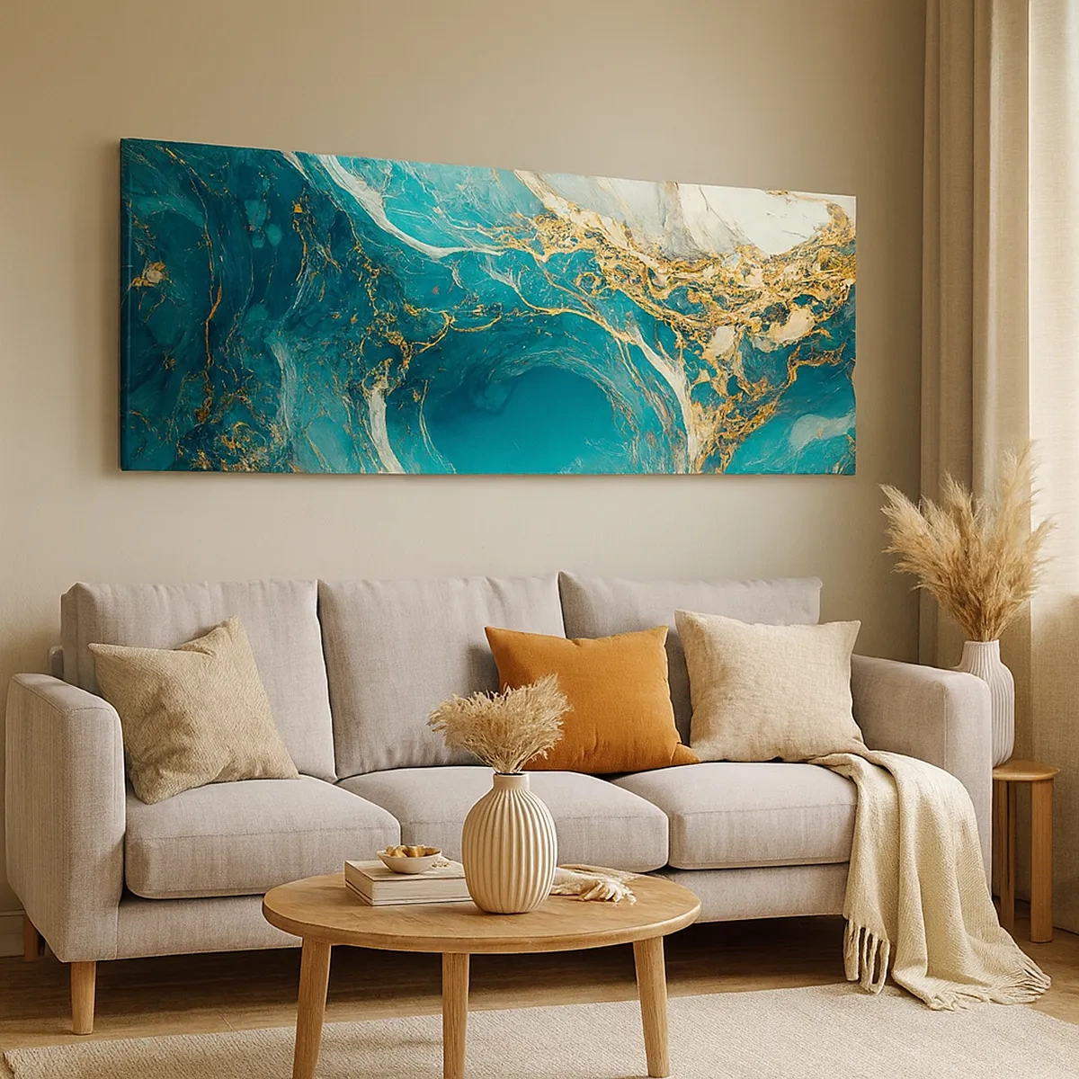 Schilderen op canvas - Compositie met goudaders - 30x30 cm