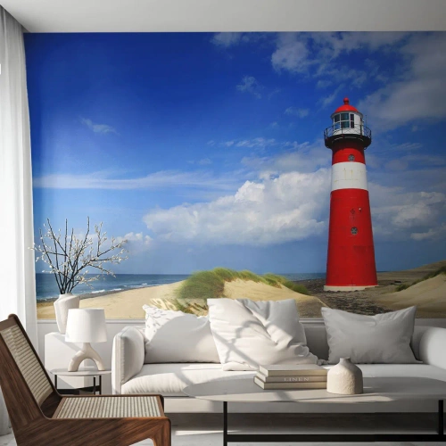 Fotobehang Premium Sand - Een droom eenzame plek - Landschap, Vuurtoren, Nederland - 100x70 cm