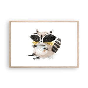 Een poster in een licht eiken lijst - Mijn vriend de wasbeer - 91x61 cm