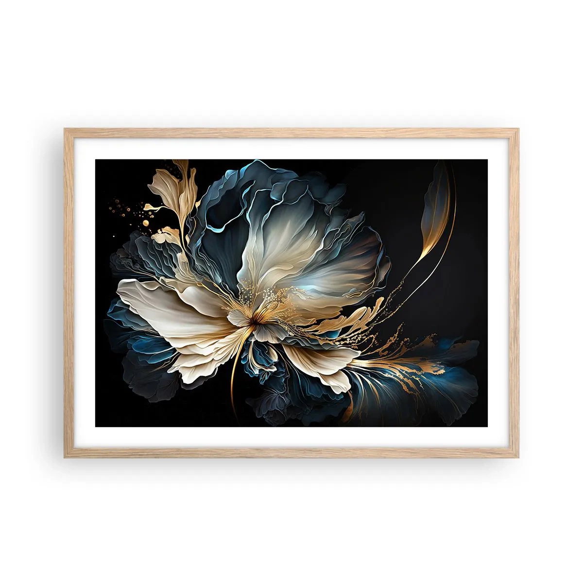 Een poster in een licht eiken lijst - Sprookjesachtige varenbloem - 70x50 cm