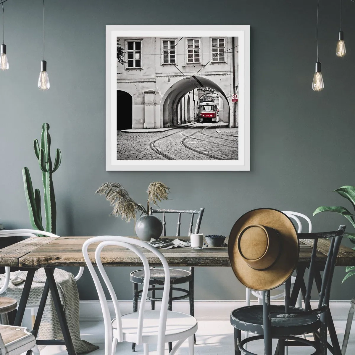Poster in een witte lijst - Door het doolhof van de stad - 60x60 cm