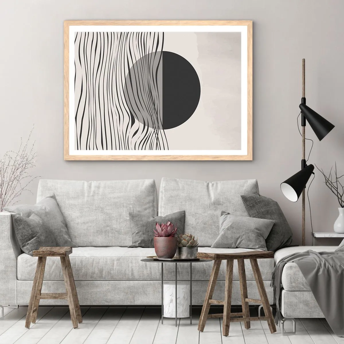 Een poster in een licht eiken lijst - Halve compositie - 70x50 cm