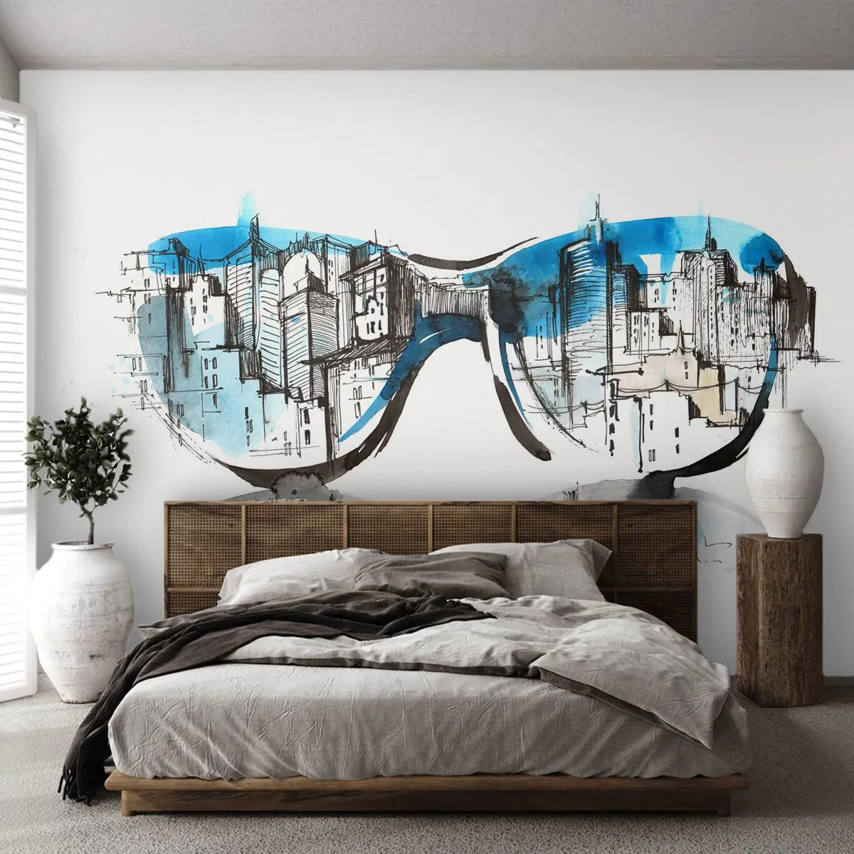 Fotobehang Premium Sand - Chique van de grote stad - Abstractie, Bril, Architectuur - 250x175 cm