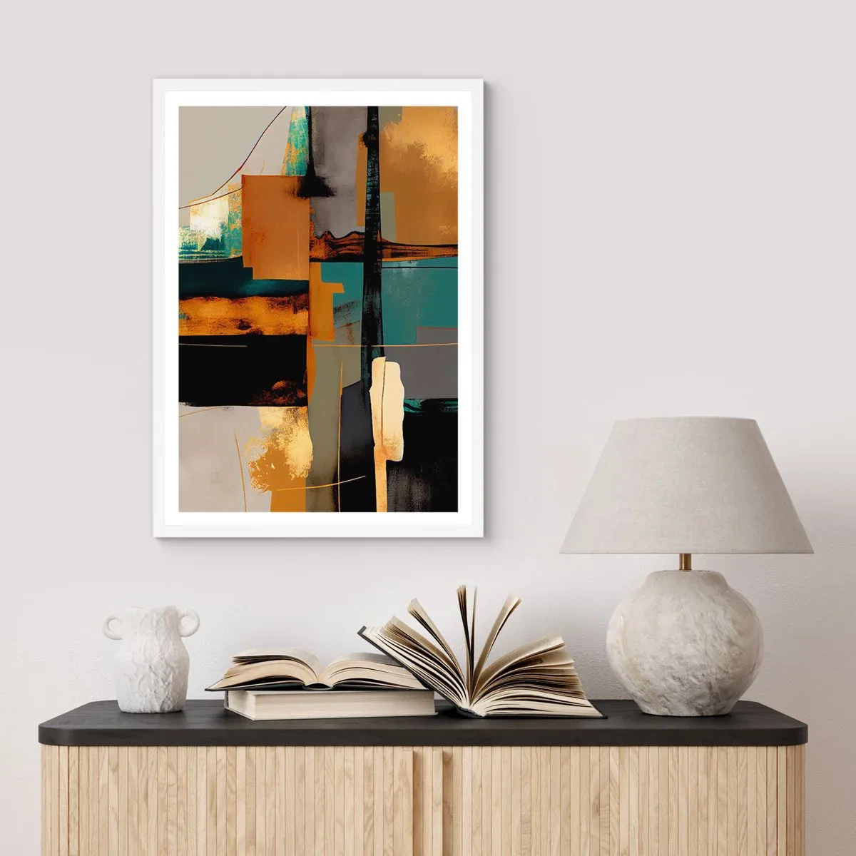 Poster in een witte lijst - Abstractie – licht en schaduw - 40x50 cm