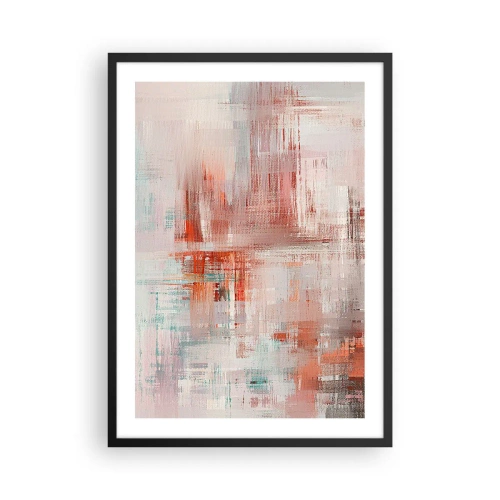 Poster in een zwarte lijst - Abstracte compositie in tinten rood en blauw - 50x70cm - Vaag. Maar roze - Moderne wanddecoratie voor woonkamer en slaapkamer ARTTOR