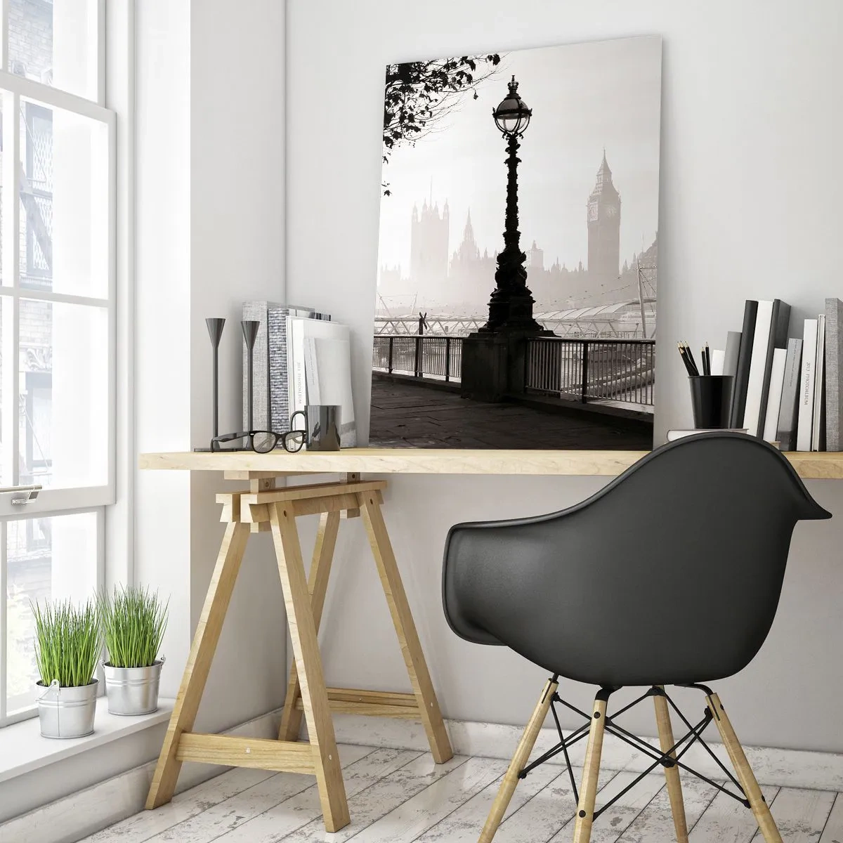 Schilderen op glas - Ochtend in Londen - 50x70 cm