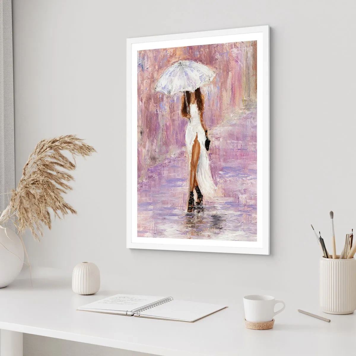 Poster in een witte lijst - In de lila regen - 30x40 cm