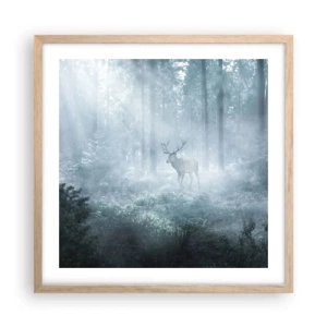 Een poster in een licht eiken lijst - Ochtendbezoek aan het landgoed - 50x50 cm