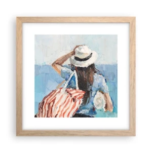 Een poster in een licht eiken lijst - Welkom bij je vakantie - 30x30 cm