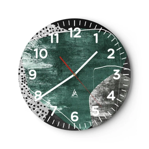 Wandklok - Klok - Kleurrijke abstractie met bladgoud - 40x40 cm