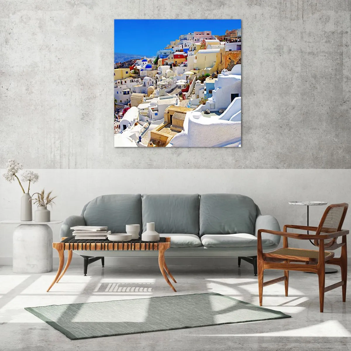 Schilderen op glas - De droom van een Griekse zomer - 70x70 cm