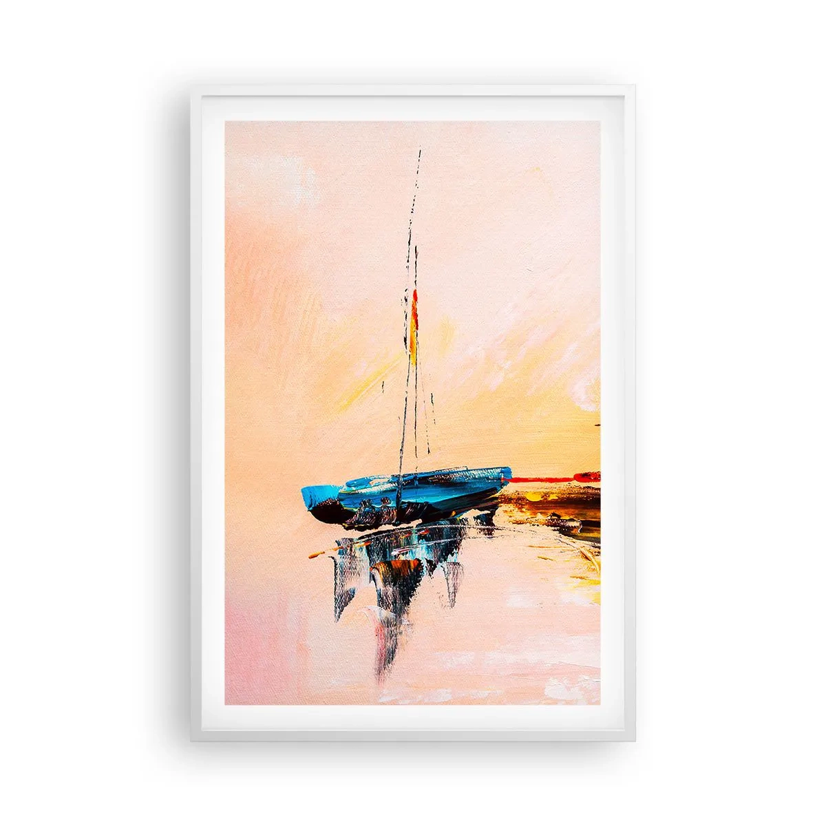 Poster in een witte lijst - Avond in de jachthaven - 61x91 cm