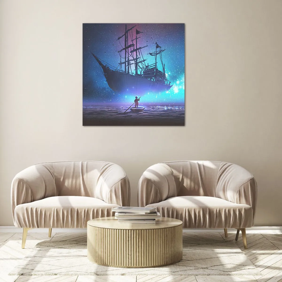 Schilderen op glas - Ontmoeting met de mythe van de zee - 70x70 cm