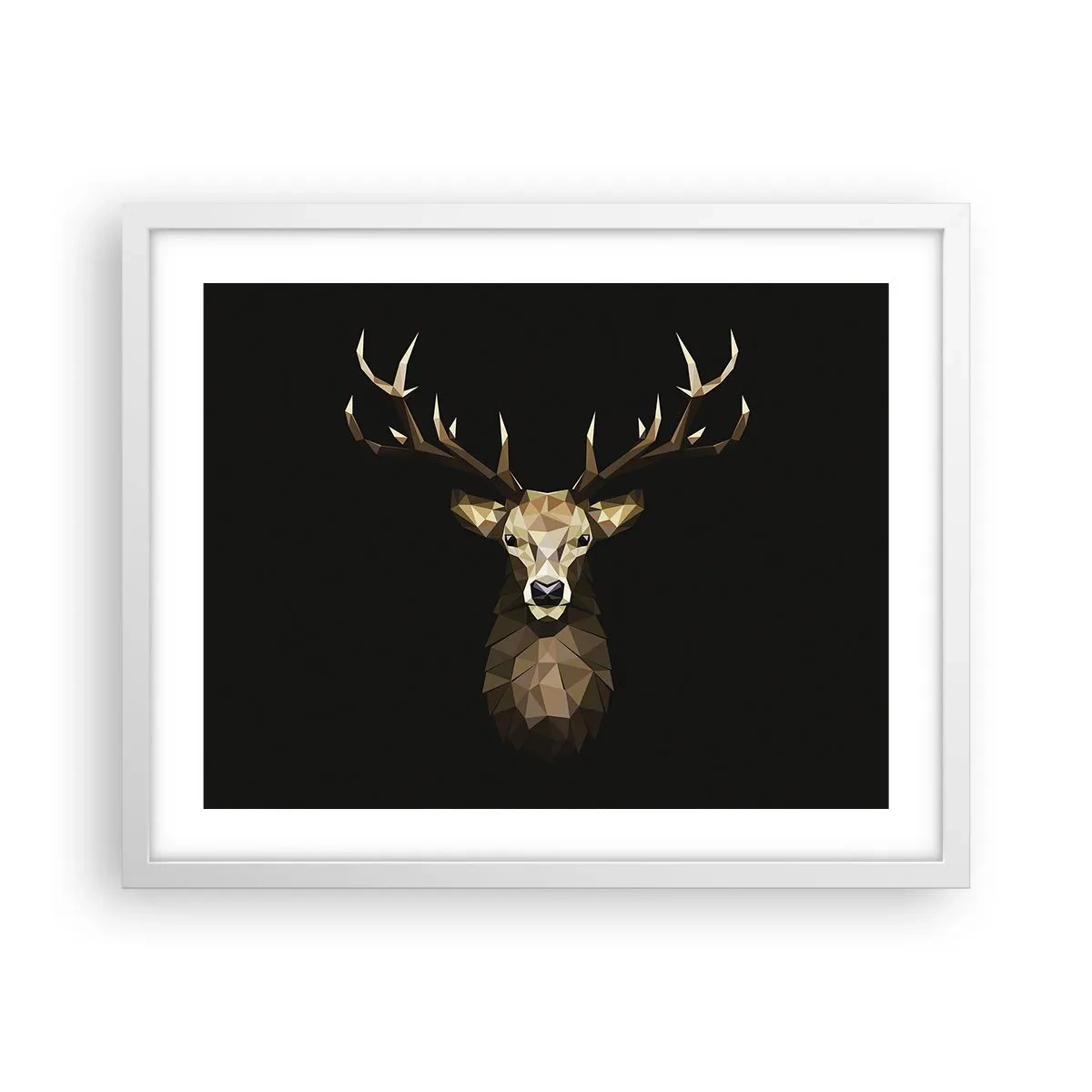 Poster in een witte lijst - Kubistische herten - 50x40 cm
