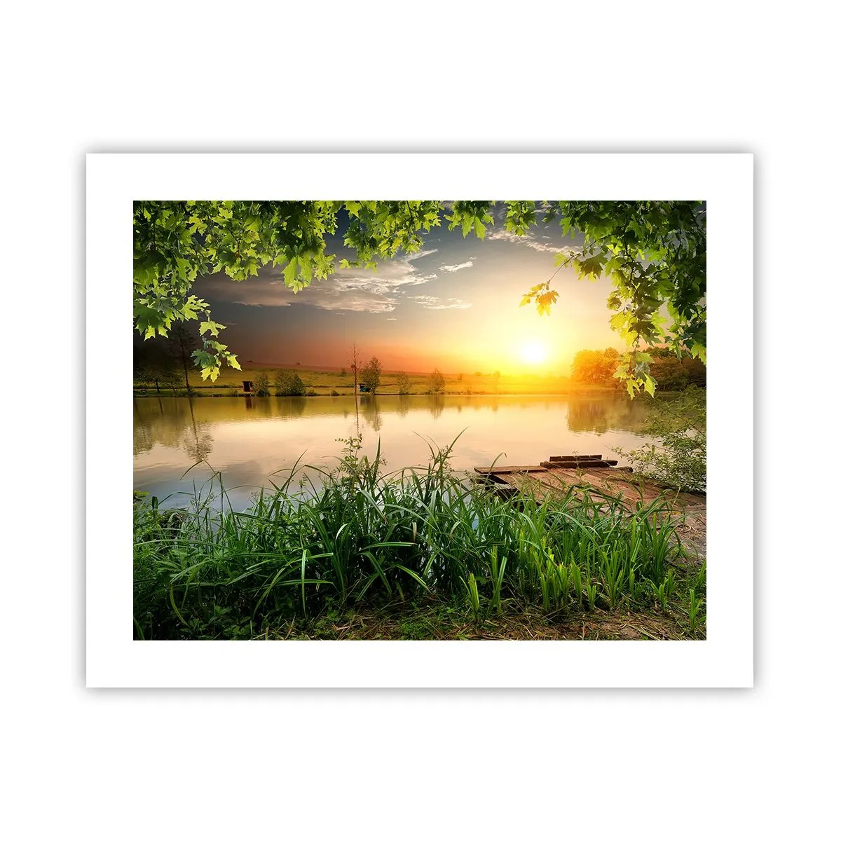 Poster - Landschap in een groen kader - 50x40 cm
