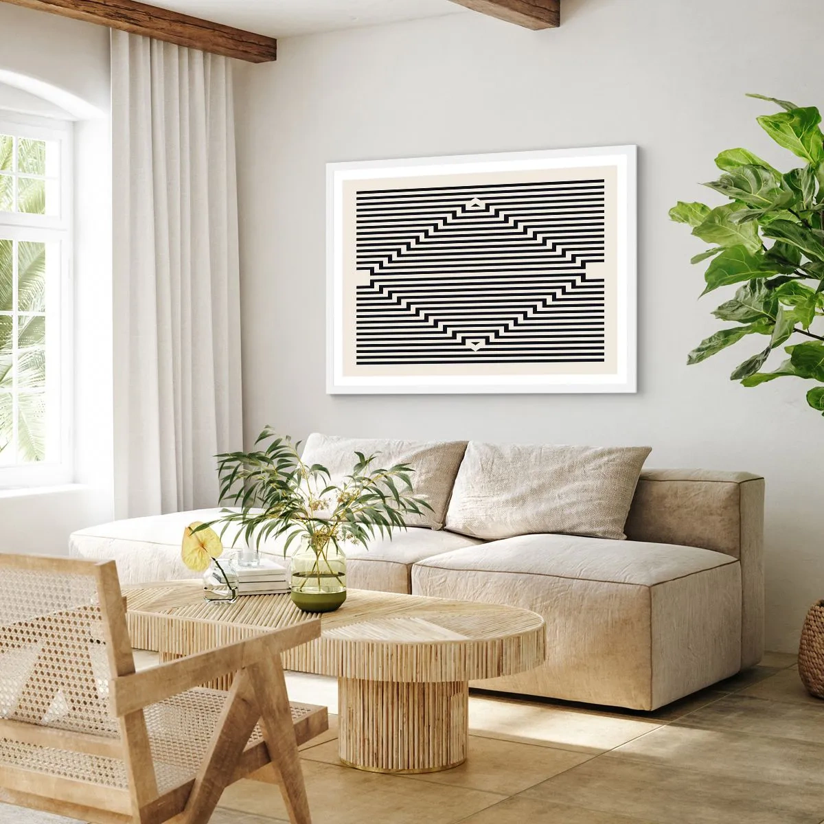 Poster in een witte lijst - Geometrische illusie - 100x70 cm